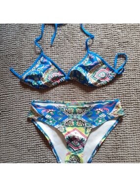 Flying Tomato Blue Paisley Print Bikini